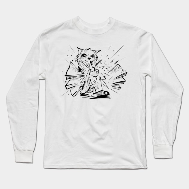 Karate Chop Raccoon Long Sleeve T-Shirt by Jason's Doodles